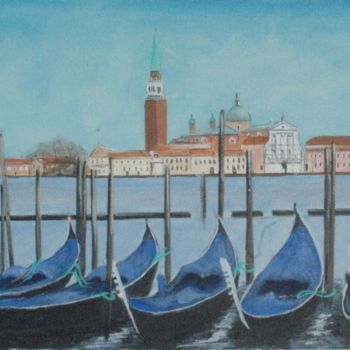 Schilderij getiteld "Venise vue panorami…" door Jacques Dolley, Origineel Kunstwerk, Acryl Gemonteerd op Frame voor houten b…