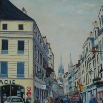 "Caen La rue Ecuyère" başlıklı Tablo Jacques Dolley tarafından, Orijinal sanat, Petrol Ahşap Sedye çerçevesi üzerine monte e…