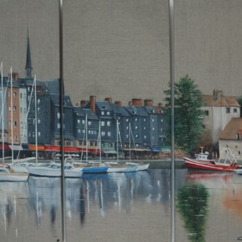 Painting titled "Honfleur -  Le vieu…" by Jacques Dolley, Original Artwork, Oil Mounted on Wood Stretcher frame
