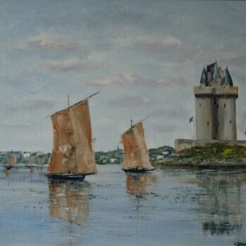 Painting titled "St Malo - La tour S…" by Jacques Dolley, Original Artwork, Oil Mounted on Wood Stretcher frame