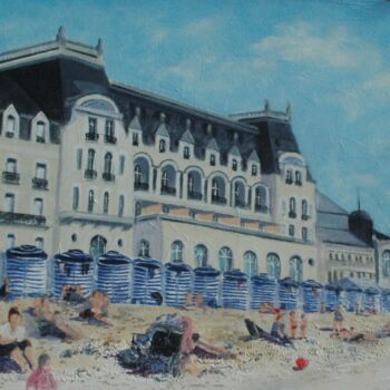 Pittura intitolato "La plage de Cabourg" da Jacques Dolley, Opera d'arte originale, Acrilico Montato su Telaio per barella i…