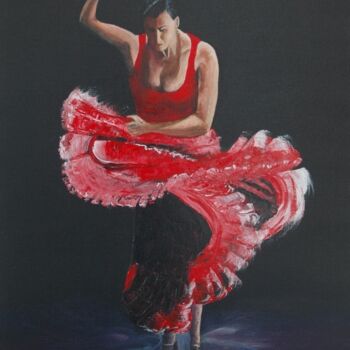 Painting titled "Flamenco I" by Jacques Dolley, Original Artwork, Acrylic