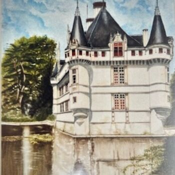 Painting titled "Le château d'Azay-l…" by Jacques Dolley, Original Artwork, Watercolor