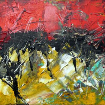 Painting titled "VERGER ABSTRAIT" by Jacques Donneaud, Original Artwork, Acrylic Mounted on Wood Stretcher frame