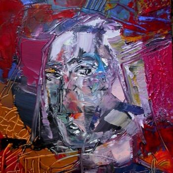 Painting titled "Autoportrait" by Jacques Donneaud, Original Artwork, Acrylic Mounted on Wood Stretcher frame