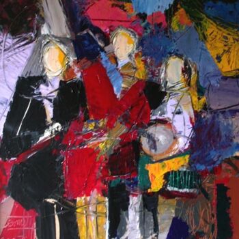 Painting titled "Musiciens" by Jacques Donneaud, Original Artwork