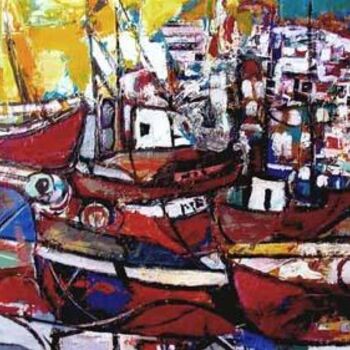 Картина под названием "Port de grèce" - Jacques Donneaud, Подлинное произведение искусства