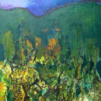 Painting titled "vignoble en lubéron" by Jacques Donneaud, Original Artwork, Acrylic Mounted on Wood Stretcher frame