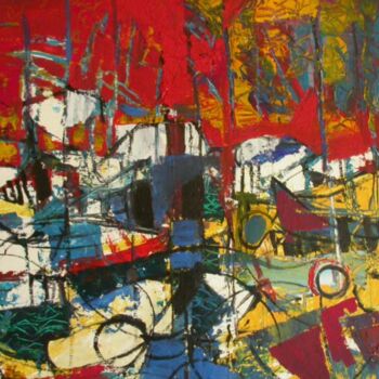 Schilderij getiteld "Port de pèche" door Jacques Donneaud, Origineel Kunstwerk, Acryl