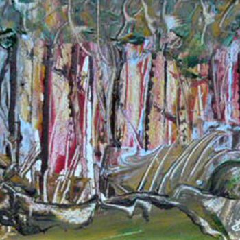 Malarstwo zatytułowany „Sous bois” autorstwa Jacques Donneaud, Oryginalna praca, Akryl Zamontowany na Drewniana rama noszy