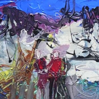 Peinture intitulée "Journée de ski" par Jacques Donneaud, Œuvre d'art originale, Acrylique Monté sur Châssis en bois