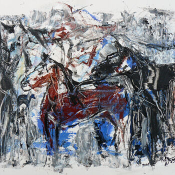 제목이 "La montagne aux che…"인 미술작품 Jacques Donneaud로, 원작, 아크릴 나무 들것 프레임에 장착됨
