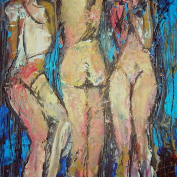 Ζωγραφική με τίτλο "Trois nus féminins" από Jacques Donneaud, Αυθεντικά έργα τέχνης, Ακρυλικό