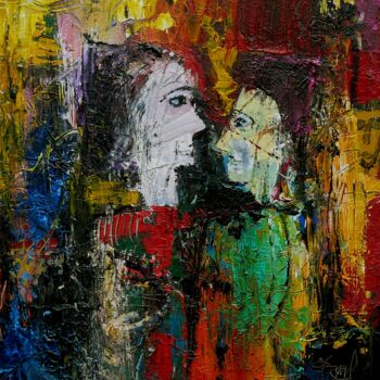 Painting titled "RENCONTRE VENITIENNE" by Jacques Donneaud, Original Artwork, Acrylic Mounted on Wood Panel