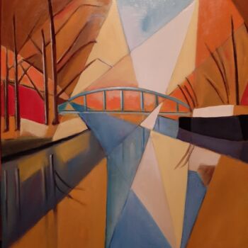 Peinture intitulée "le Canal du Midi" par Jacques Drai, Œuvre d'art originale, Huile Monté sur Châssis en bois