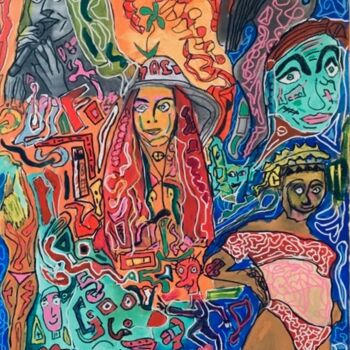 Ζωγραφική με τίτλο "femmes" από Jacques Dugois (JAZON), Αυθεντικά έργα τέχνης, Ακρυλικό