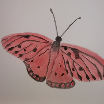 Ζωγραφική με τίτλο "Papillon" από Emmanuel Jacques, Αυθεντικά έργα τέχνης, Ακουαρέλα
