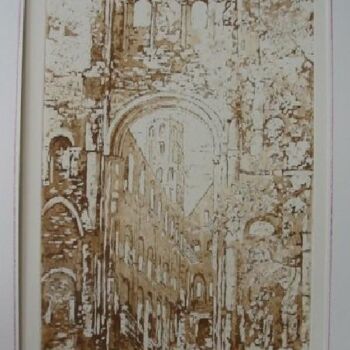 Drawing titled "L'Abbaye de Jumièges" by Jacques Fontan, Original Artwork