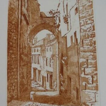 Desenho intitulada "St-Emilion, la port…" por Jacques Fontan, Obras de arte originais