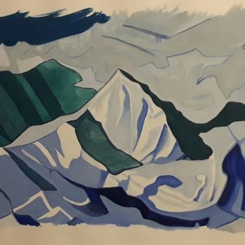 Dessin intitulée "Soulèvement neigeux…" par Jacques François, Œuvre d'art originale, Gouache