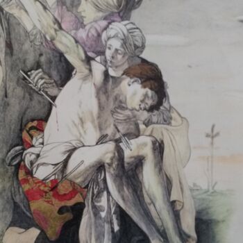 "Saint Sébastien soi…" başlıklı Resim Jacques François tarafından, Orijinal sanat, Tükenmez kalem