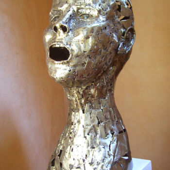 Sculpture titled "Le cri" by Jacques Hellegouarch (Jaco), Original Artwork, Metals