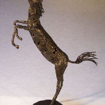 Escultura titulada "Cheval cabré" por Jacques Hellegouarch (Jaco), Obra de arte original, Metales