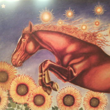 제목이 "le  cheval solaire"인 미술작품 Jacques Kaminski로, 원작, 기름