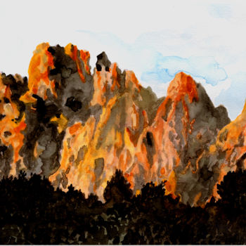 Pittura intitolato "les aiguilles de Ba…" da Kiddo, Opera d'arte originale, Acquarello