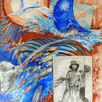 Ζωγραφική με τίτλο "Canaries" από Kiddo, Αυθεντικά έργα τέχνης, Ακουαρέλα