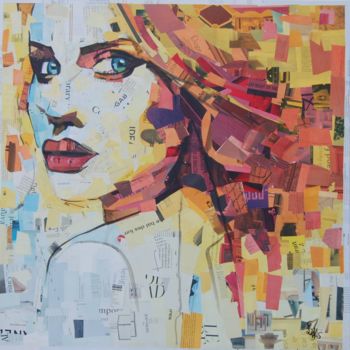 Collages titulada "Chevelure abondante" por Jacques Lacourrege, Obra de arte original, Acrílico