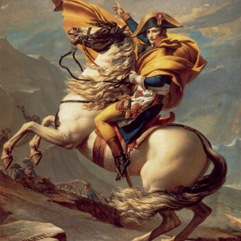 Painting titled "Napoléon traversant…" by Jacques-Louis David, Original Artwork, Oil