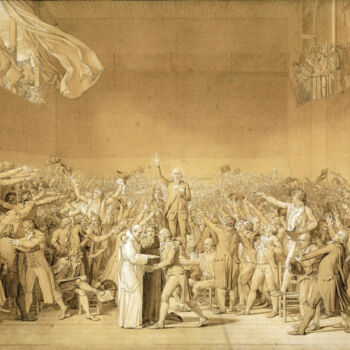 Drawing titled "Le serment du jeu d…" by Jacques-Louis David, Original Artwork, Pencil