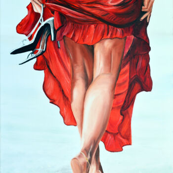 Pittura intitolato "Elle marchait au bo…" da Jacques Maupas, Opera d'arte originale, Olio Montato su Telaio per barella in l…