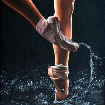 Painting titled "Elle danse sur l'eau" by Jacques Maupas, Original Artwork, Oil Mounted on Wood Stretcher frame