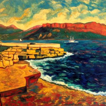 Pintura intitulada "cassis-les-falaises…" por Jacques Metairie, Obras de arte originais