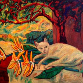 Pittura intitolato "en-attendant-le-vas…" da Jacques Metairie, Opera d'arte originale