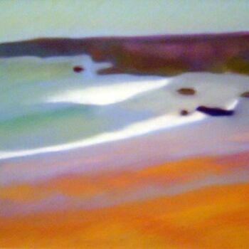 Peinture intitulée "plage des rouilles…" par Jacques Oudot, Œuvre d'art originale