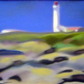 Schilderij getiteld "phare des corbeaux…" door Jacques Oudot, Origineel Kunstwerk