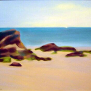 Peinture intitulée "rochers île d'Yeu" par Jacques Oudot, Œuvre d'art originale