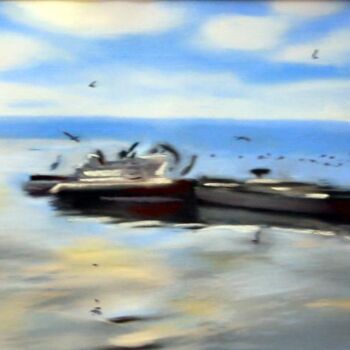 Painting titled "les oiseaux du lac" by Jacques Oudot, Original Artwork