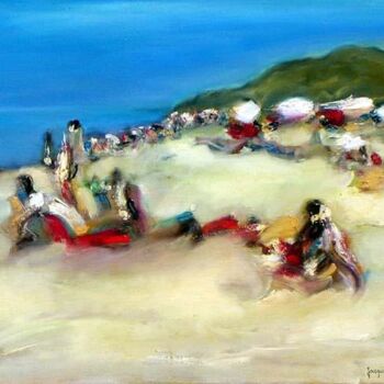 Pintura intitulada "couleurs de plage" por Jacques Oudot, Obras de arte originais, Óleo