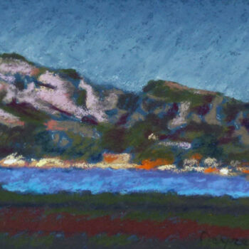 Peinture intitulée "Marseille, crépuscu…" par Jacques Peyrelevade, Œuvre d'art originale, Pastel