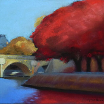 Peinture intitulée "L'arbre rouge" par Jacques Peyrelevade, Œuvre d'art originale, Pastel