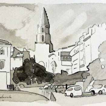 Drawing titled "Quartier des Accoul…" by Jacques Peyrelevade, Original Artwork, Ink