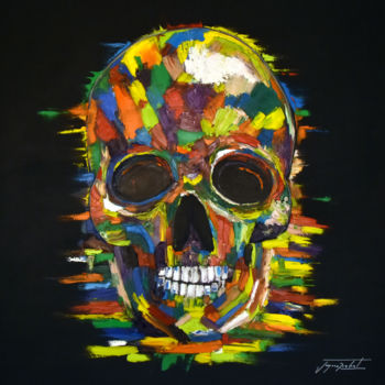 Peinture intitulée "Color skull" par Jacques Rochet, Œuvre d'art originale, Huile