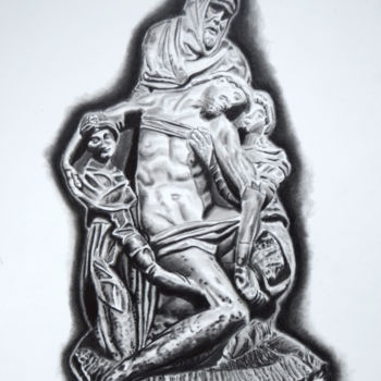 Rysunek zatytułowany „Pieta, sculpture (d…” autorstwa Jacques Rochet, Oryginalna praca, Grafit