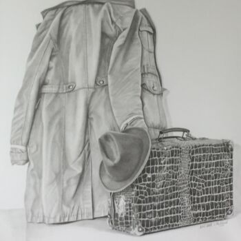 Drawing titled "La valise en carton…" by Jacques Rolland, Original Artwork, Graphite