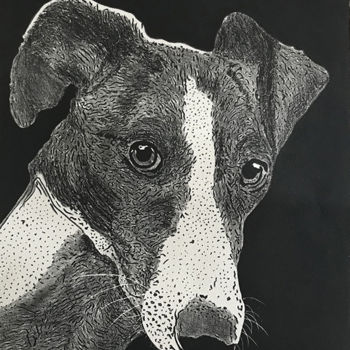 Printmaking titled "galgo" by Jacky Rouget, Original Artwork, Lithography