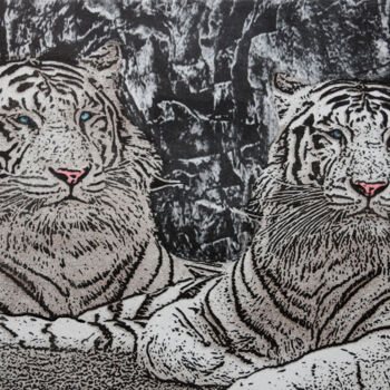 Gravures & estampes intitulée "Les deux frères" par Jacky Rouget, Œuvre d'art originale, Lithographie